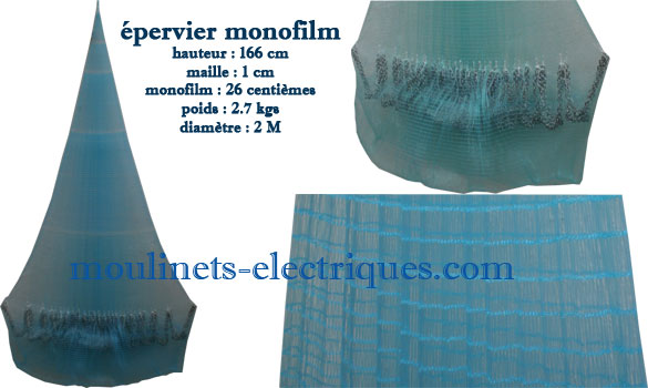 Filet épervier nylon monofilm bleu